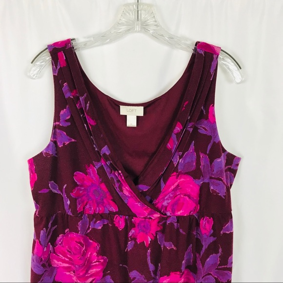 Loft floral empire waist shift dress fit flare - Picture 2 of 5